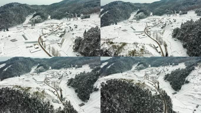 金华盘前村雪景风光4K航拍