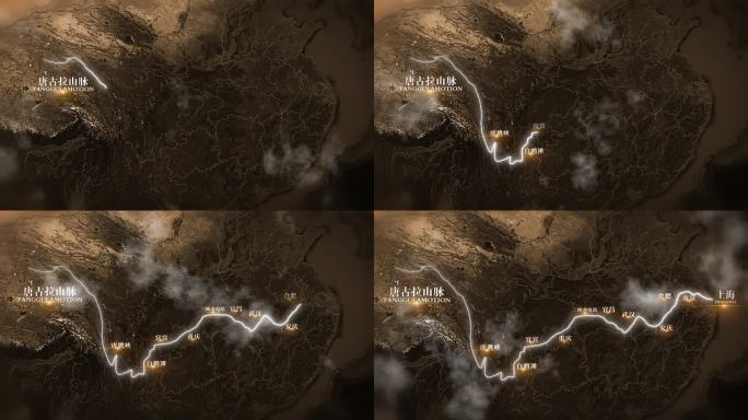 复古历史长江流域地图AE模板