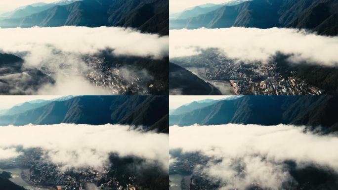 彩云之下的山间峡谷城市