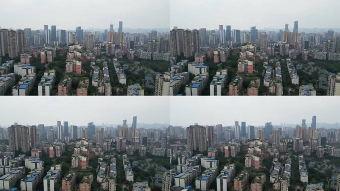 重庆渝北现代建筑城市风光航拍风景