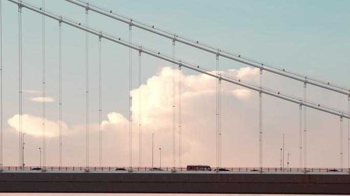 4k 天空之城 桥梁上行驶的车辆 云