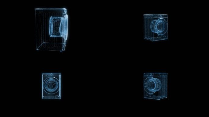 透视全息滚筒洗衣机透明通道素材