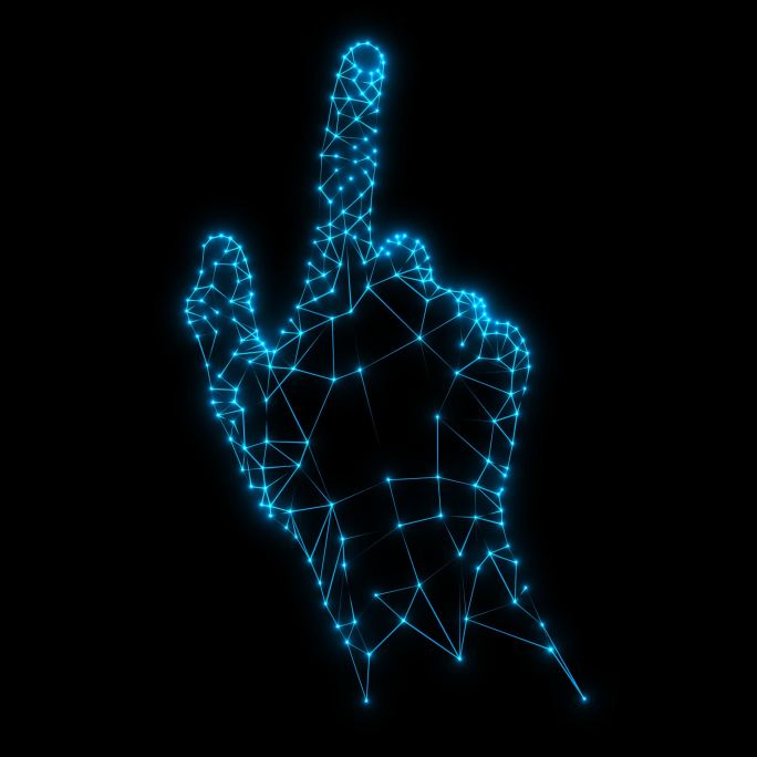 科技粒子手指元素通道素材人工智能手指触碰