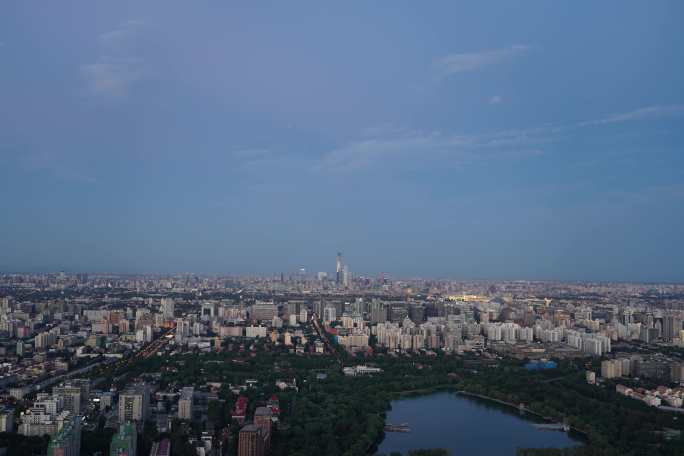 北京延时日转夜晚霞城市地标黄昏夜景天空