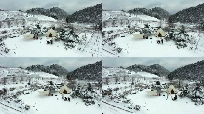 金华盘前村雪景风光4K航拍