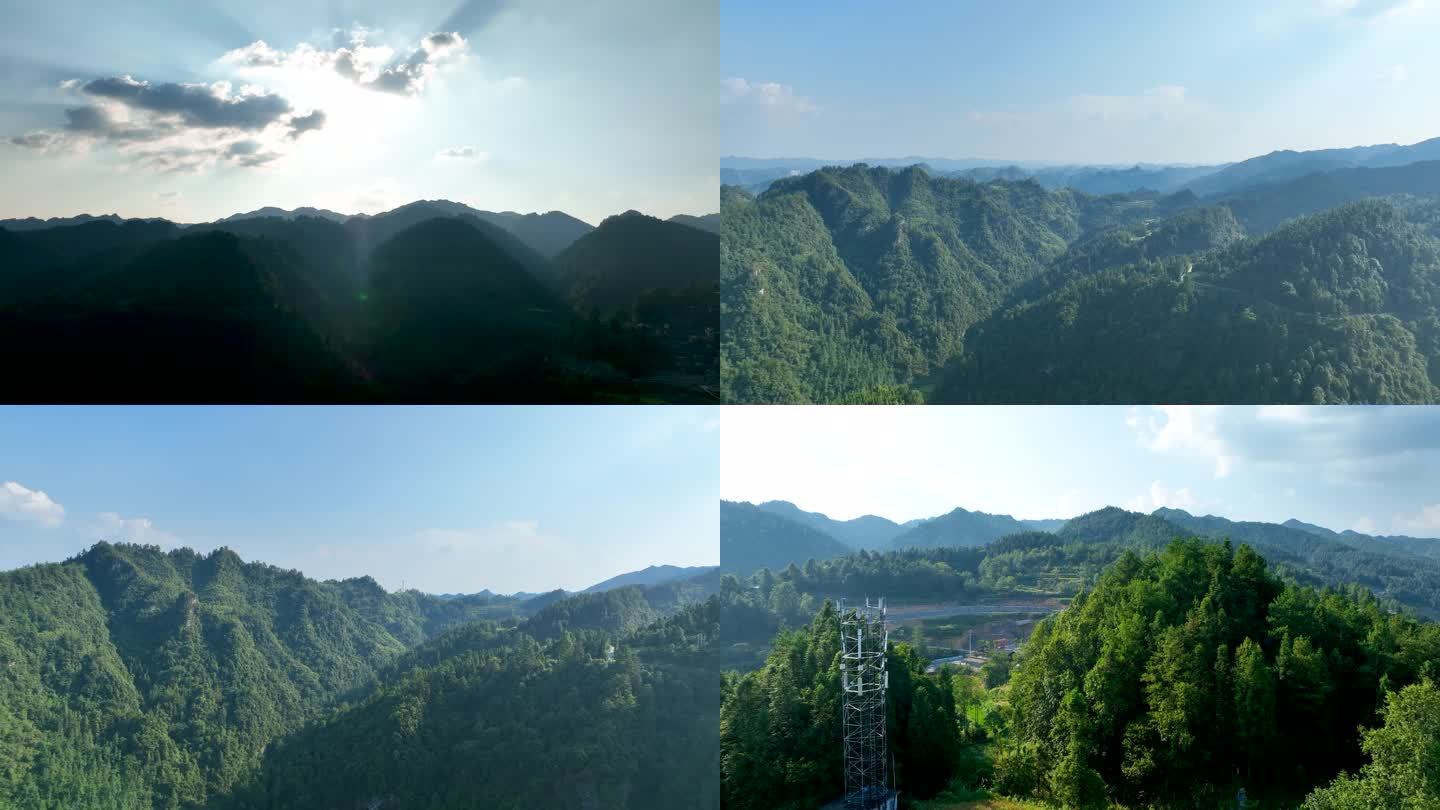 4K航拍湖南湘西十八洞村大山
