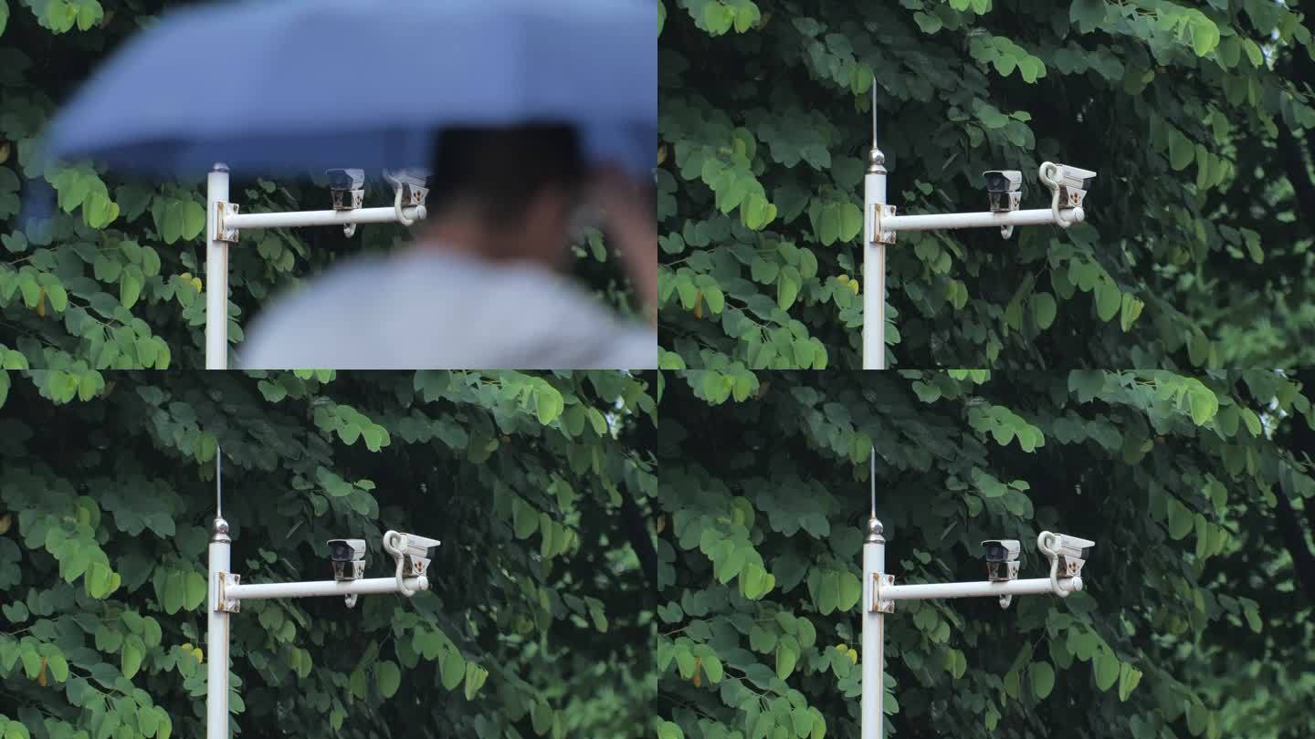 雨中的监控摄像头