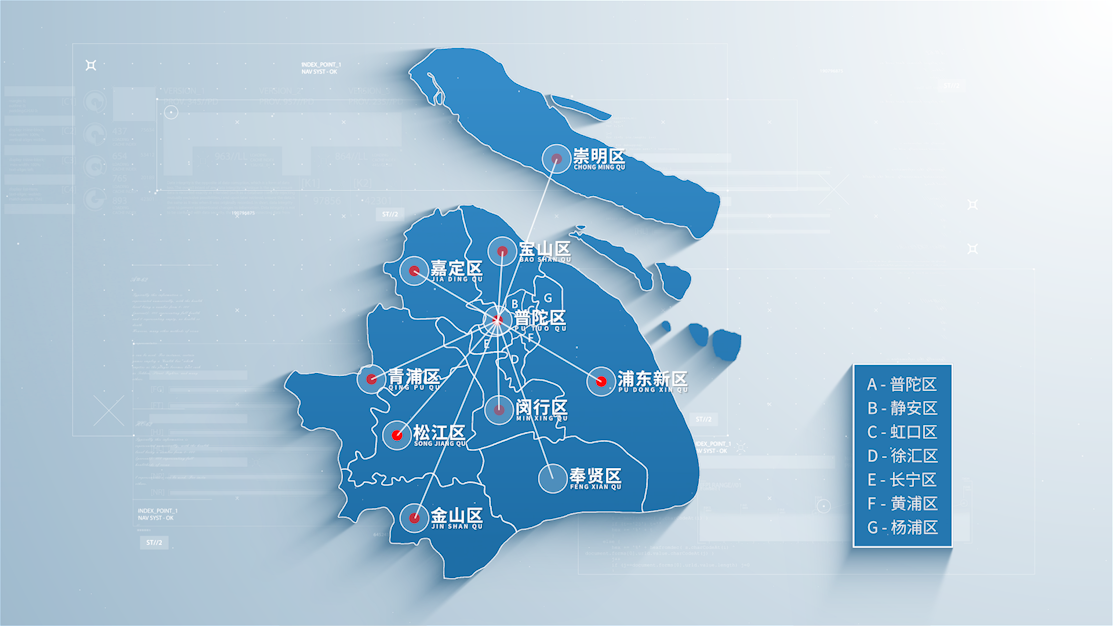 【无插件】简洁（2款）上海市地图标注展示