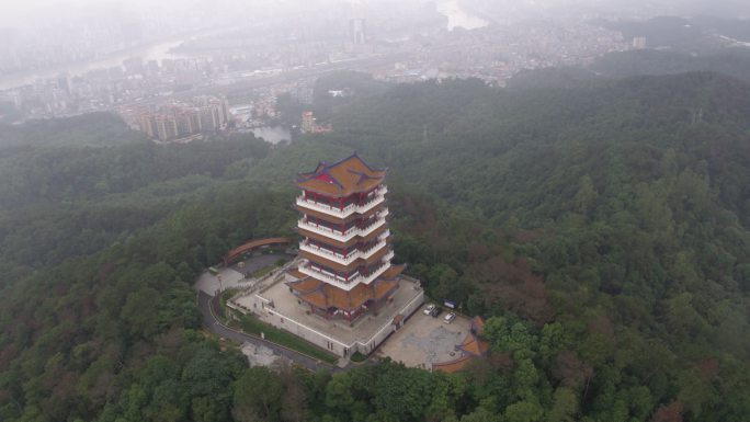 4K航拍韶关市旅游城市风景