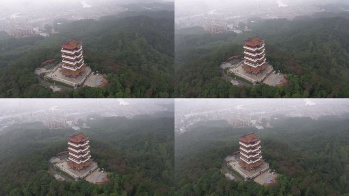 4K航拍韶关市旅游城市风景