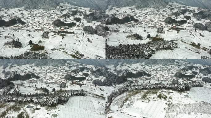 金华盘前村雪景风光4K航拍