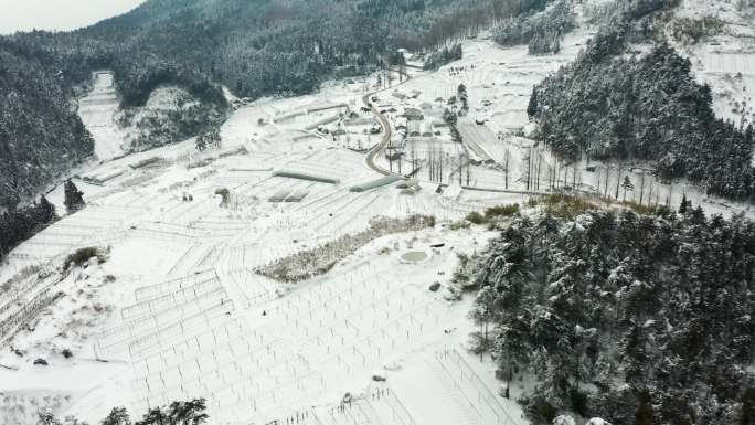 金华盘前村雪景风光4K航拍