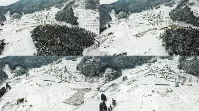 金华盘前村雪景风光4K航拍