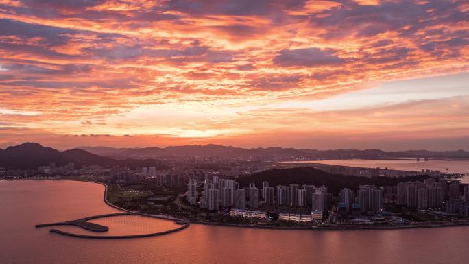 格力海岸火烧云航拍延时