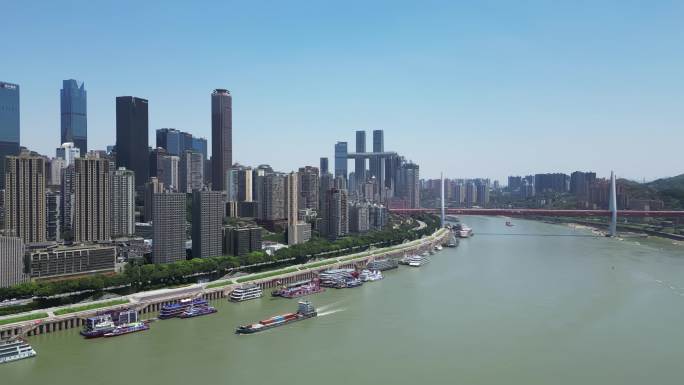 重庆渝中区高角度航拍俯瞰城市风光