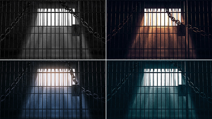 【4款】4K监狱牢房铁链铁门监狱窗户光影