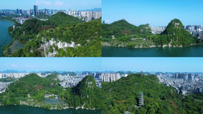 广西柳州城市航拍山水风景