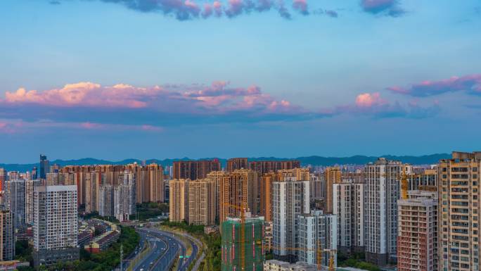 城市住宅区白转夜素材