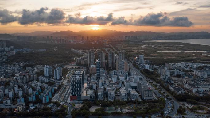 珠海高新区港湾一号航拍延时