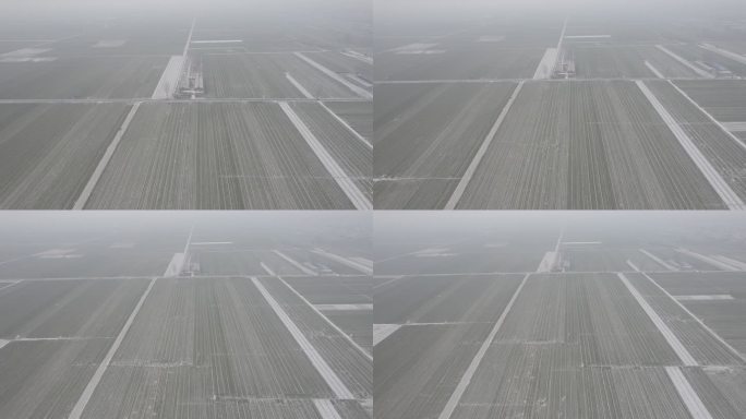航拍小麦田野初雪丨Dlog丨原始素材