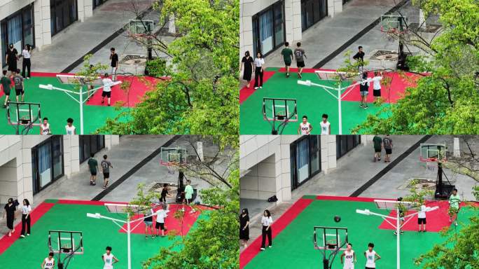 篮球场小学生打篮球