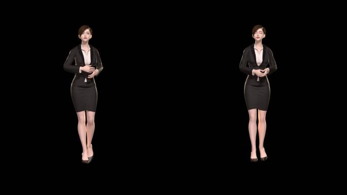 三维女性职业装主持人介绍3d动画