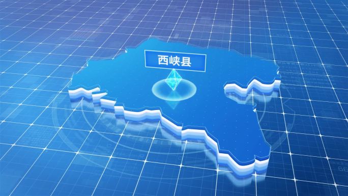 西峡县蓝色科技感定位地图