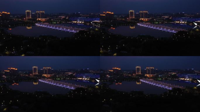 扬州 京华城 明月湖 夜景 航拍 原创