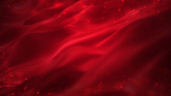 4K自制红绸飘舞红色粒子背景无缝循环