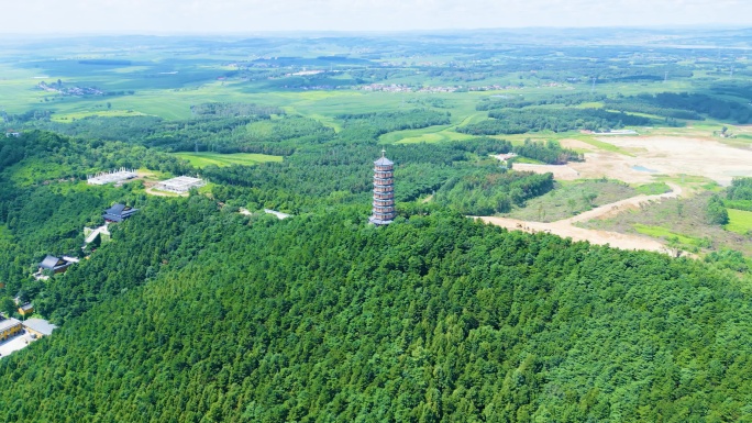 4k航拍吉林梅河口市龙泉寺