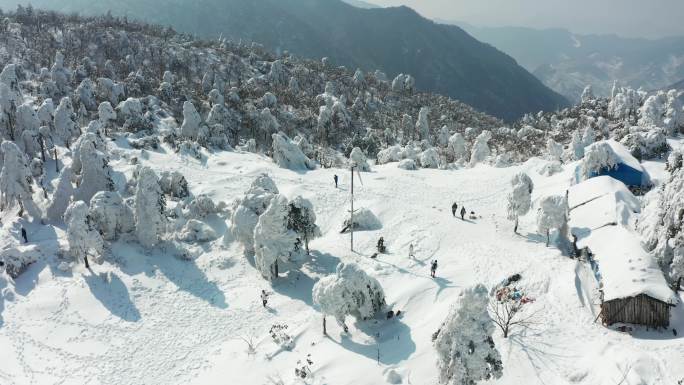 临安百丈岭雪景风光4K航拍