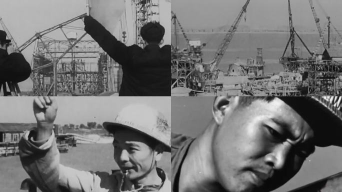 60年代建设南京长江大桥.桥墩施工