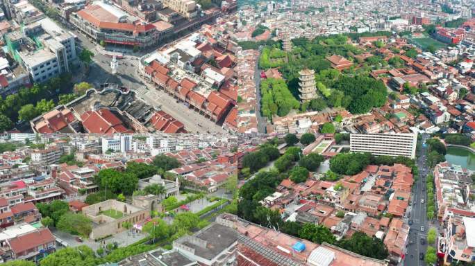 4K航拍泉州鲤城区钟楼开元寺老城区清净寺