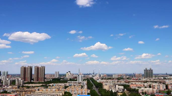 城市建筑晴天蓝天白云 延时摄影