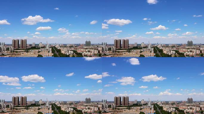 城市建筑晴天蓝天白云 延时摄影