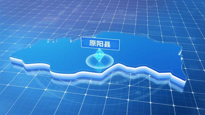 原阳县蓝色科技感定位地图