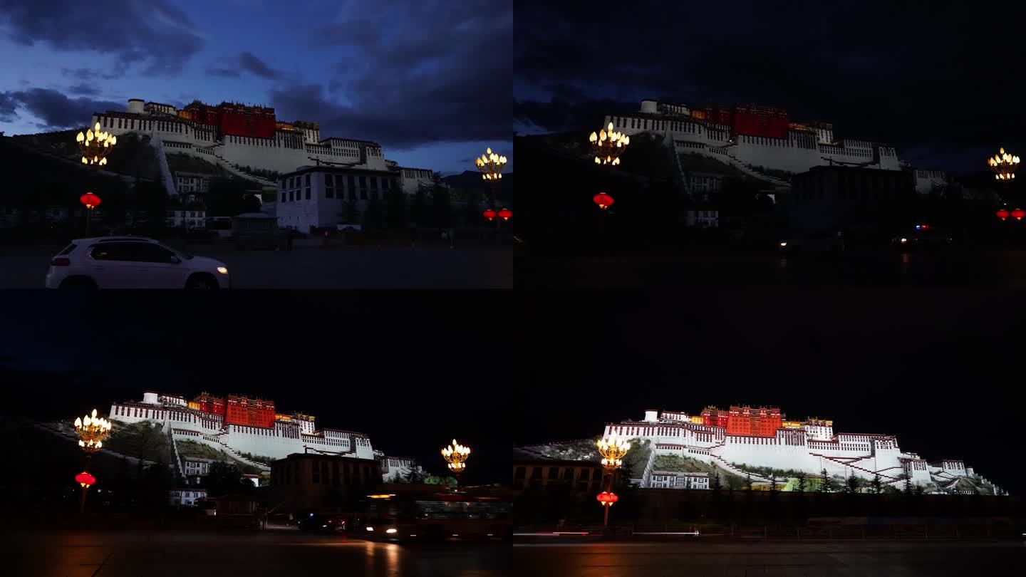 布达拉宫夜景延时