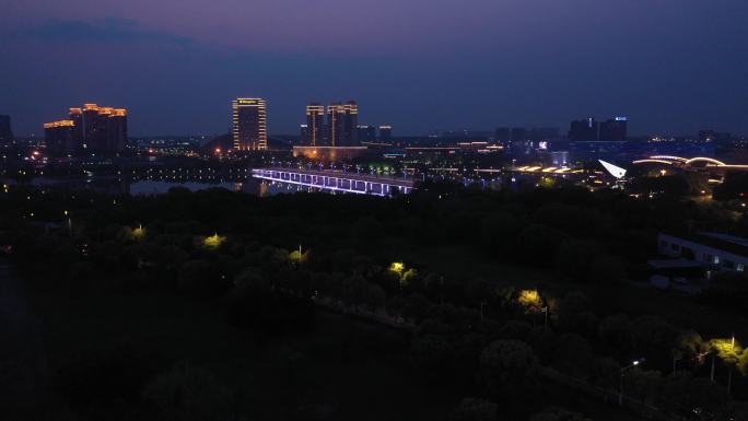 扬州 京华城 明月湖 夜景 航拍 原创