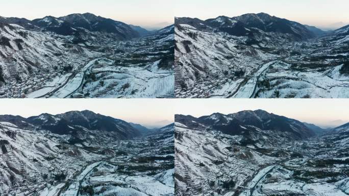 浙西北杭州临安雪景风光4K航拍
