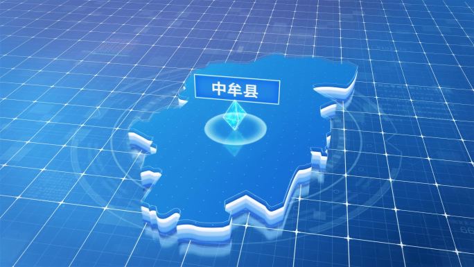 中牟县蓝色科技感定位地图