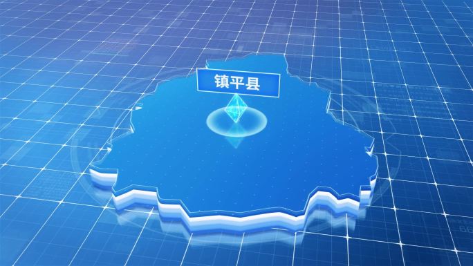 镇平县蓝色科技感定位地图