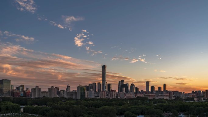 北京 cbd 国贸 车流 日转夜延时摄影