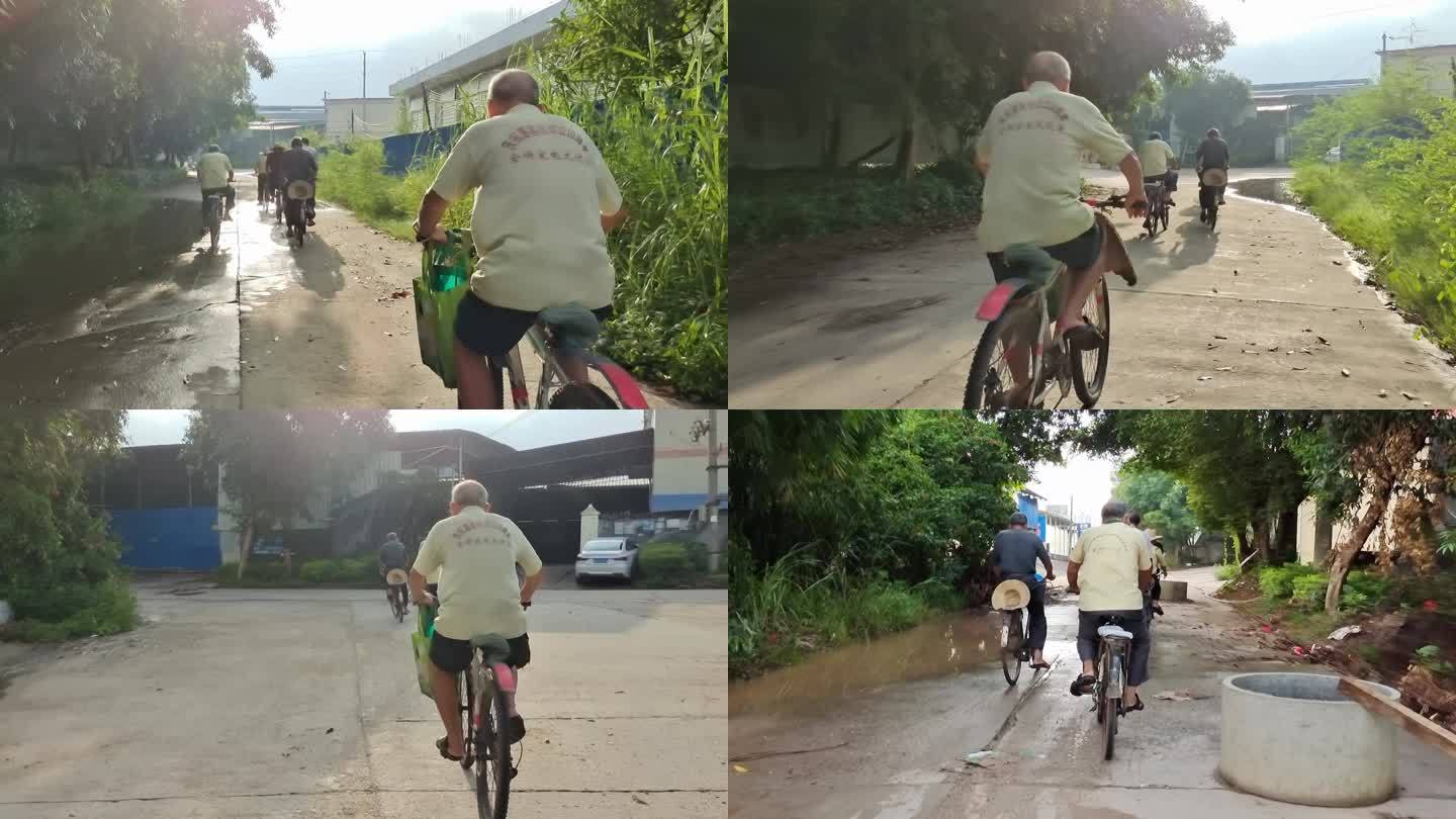 骑自行车的老人一群骑车的老人踩自行车