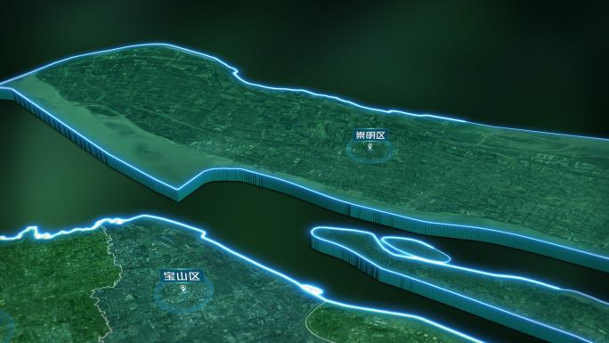 4K三维上海市各个行政区域地图展示
