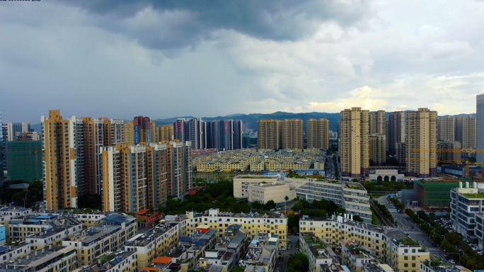 闪电大雨乌云城市4航拍k