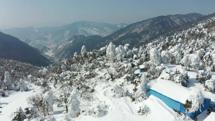 临安百丈岭雪景风光4K航拍