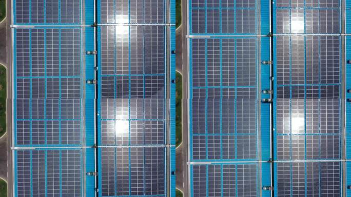 航拍 屋顶 光伏 太阳能板 新能源