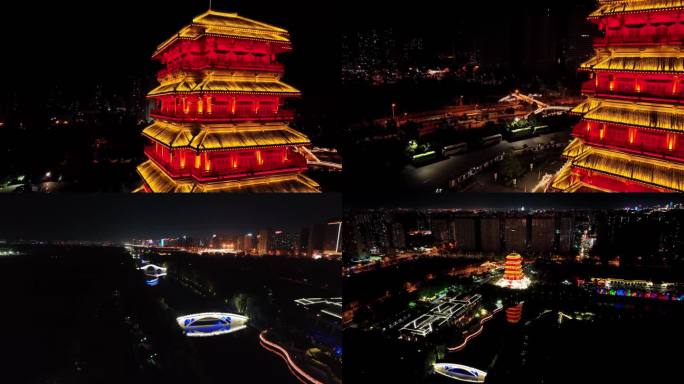 西安汉城湖夜景航拍3