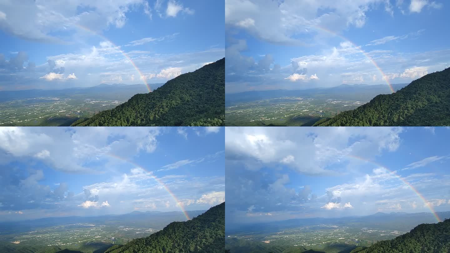 山顶彩虹云层大气视频