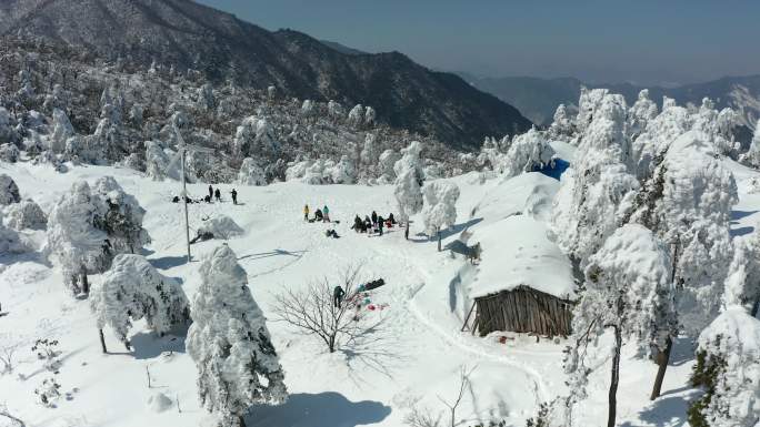 临安百丈岭雪景风光4K航拍